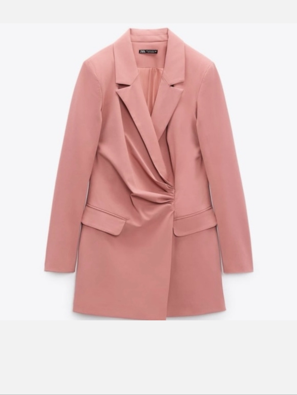 Zara ,Dusty Rose Ruched-Detail Blazer Dress, Size Xxl